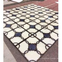 Customized composite marble waterjet floor pattern